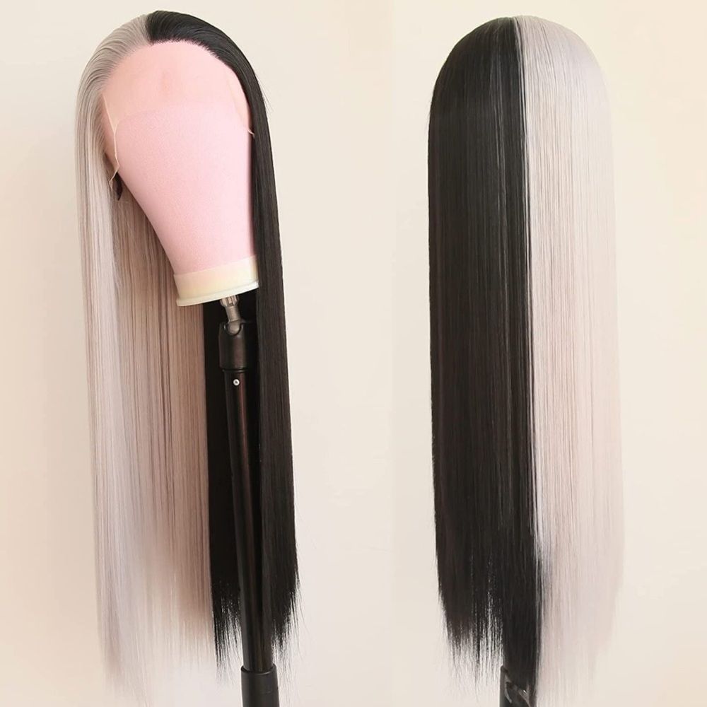 24β GREY &BLACK SPLIT DYE STRAIGHT LACEFRONT WIG *NEW*